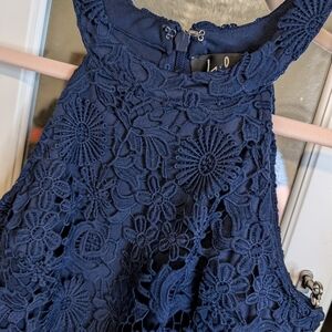 Lulu's -  Elegant Midnight Blue Intricate Dress